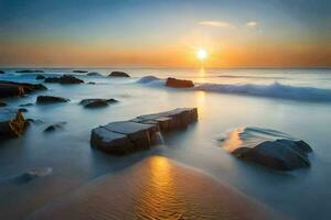 el Dom sube terminado el Oceano en esta foto. generado por ai foto