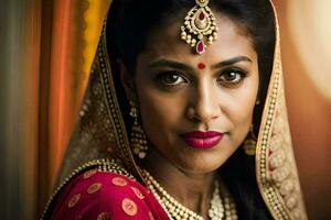 a beautiful indian bride in traditional attire. AI-Generated photo