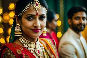 a beautiful indian bride in traditional attire. AI-Generated photo