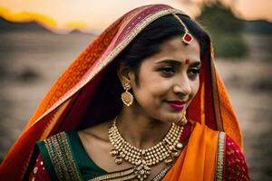 a beautiful indian woman in traditional attire. AI-Generated photo