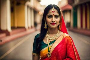 a beautiful indian woman in traditional attire. AI-Generated photo