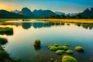 the li river in china. AI-Generated photo