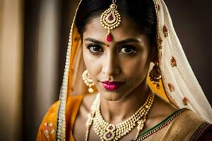 a beautiful indian bride in traditional attire. AI-Generated photo