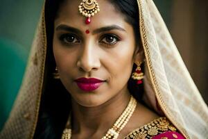 a beautiful indian bride in traditional attire. AI-Generated photo