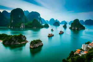 the beautiful landscape of halong bay. AI-Generated photo