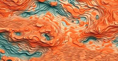 Colorful abstract wave lines running horizontally on dark background, digital world - AI generated image photo