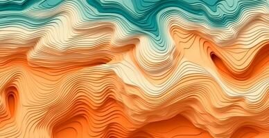 Colorful abstract wave lines running horizontally on dark background, digital world - AI generated image photo