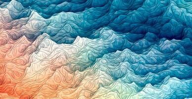 Colorful abstract wave lines running horizontally on dark background, digital world - AI generated image photo