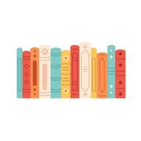 Stack of books, bookshelf. Literature. World book day. vector