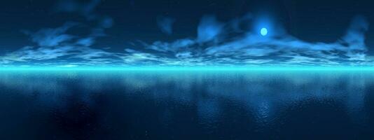 Night over ocean - 3D render photo