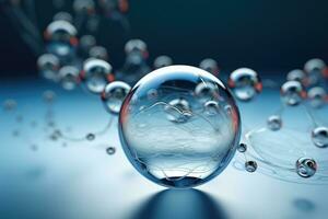 molecules in abstract space. Science and medical background photo