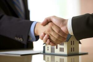 Business people shaking hands, finishing up a meeting. Business success concept photo