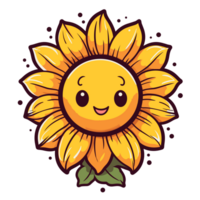 kawaii stijl mooi zonnebloem clip art - generatief ai png