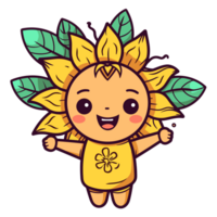 Kawaii Style Beautiful Sunflower Clipart - Generative Ai png