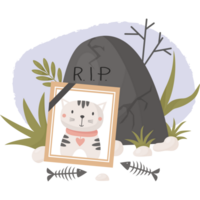 Photograph of dead cat. Cemetery grave png