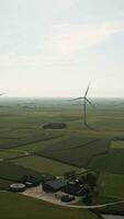 aerial view of wind turbines in the countryside video