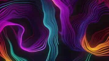 Abstract Liquid Wavy Neon Lines Animation, Generative AI video