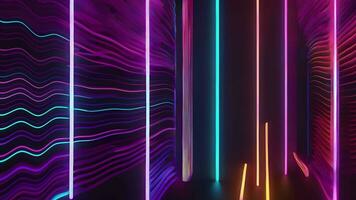 Abstract neon colors stripes background animation, Abstract moving lines background, Generative AI video