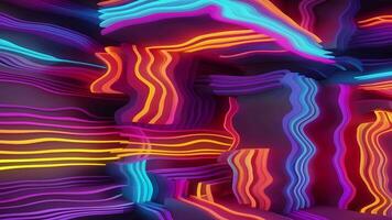 abstrait néon couleurs rayures Contexte animation, abstrait en mouvement lignes arrière-plan, génératif ai video