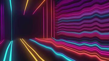 abstrakt Neon- Farben Streifen Hintergrund Animation, abstrakt ziehen um Linien Hintergrund, generativ ai video