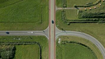 an aerial view of a road intersection video