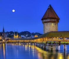 Chapel bridge or Kapellbrucke, Lucerne, Switzerland photo