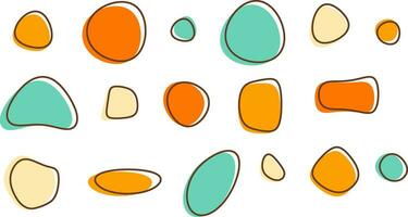 Outlined Doodle Blob Shapes Colorful Vector Icons Sticker Set