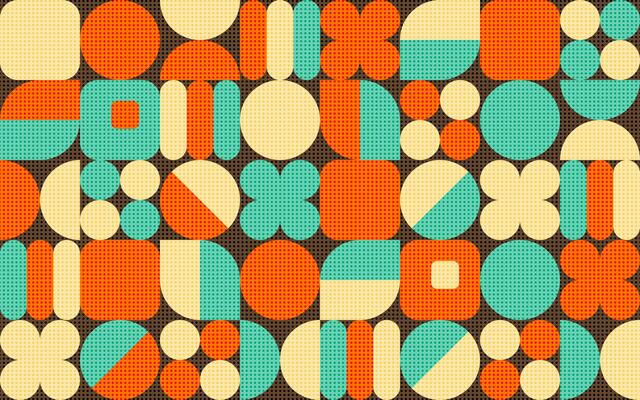 Abstract Vintage Geometric Mosaic Wallpaper Pattern Color Halftone Dots