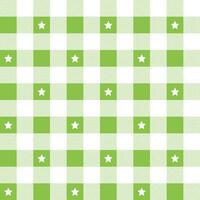 Light green plaid pattern with star background. plaid pattern background. plaid background. Seamless pattern. for backdrop, decoration, gift wrapping, gingham tablecloth, blanket, tartan. vector