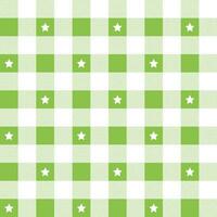 Light green plaid pattern with star background. plaid pattern background. plaid background. Seamless pattern. for backdrop, decoration, gift wrapping, gingham tablecloth, blanket, tartan. vector