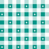 Green plaid pattern with star background. plaid pattern background. plaid background. Seamless pattern. for backdrop, decoration, gift wrapping, gingham tablecloth, blanket, tartan. vector