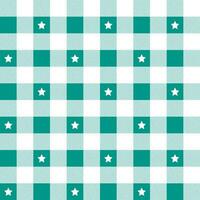 Green plaid pattern with star background. plaid pattern background. plaid background. Seamless pattern. for backdrop, decoration, gift wrapping, gingham tablecloth, blanket, tartan. vector