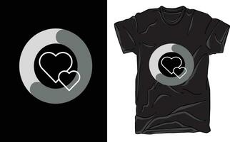 T-shirt featuring a round shape vector design with a heart icon.