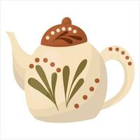 Cute Teapot with autumn illustration. vector illustration on a white background.