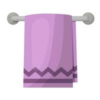 a towel in the bathroom for hands or face hangs on a holder. vector illustration.