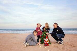 Final touches for Christmas party on the beach photo