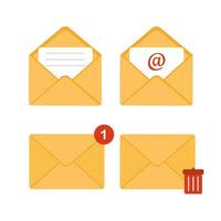 Mail envelope icon. Receiving SMS messages, notifications, invitations. Concept of delivery correspondence and letters. Vector illustration in flat cartoon style