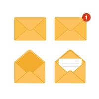 Mail envelope icon. Receiving SMS messages, notifications, invitations. Concept of delivery correspondence and letters. Vector illustration in flat cartoon style