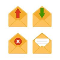 Mail envelope icon. Receiving SMS messages, notifications, invitations. Concept of delivery correspondence and letters. Vector illustration in flat cartoon style
