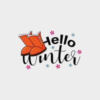 Winter. Snowflakes and snow with winter text, word and lettering. Winter concept, logo template and sign. Horizontal format. Vector illustration for print and web. EPS10.