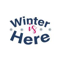 Winter. Snowflakes and snow with winter text, word and lettering. Winter concept, logo template and sign. Horizontal format. Vector illustration for print and web. EPS10.