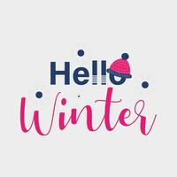 Winter. Snowflakes and snow with winter text, word and lettering. Winter concept, logo template and sign. Horizontal format. Vector illustration for print and web. EPS10.