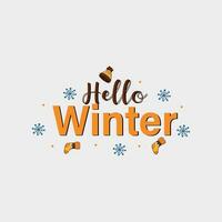 Winter. Snowflakes and snow with winter text, word and lettering. Winter concept, logo template and sign. Horizontal format. Vector illustration for print and web. EPS10.