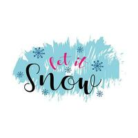 Winter. Snowflakes and snow with winter text, word and lettering. Winter concept, logo template and sign. Horizontal format. Vector illustration for print and web. EPS10.