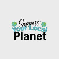 support your local planet, retro t-shirt print, vector. hands supporting the earth vector