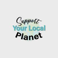 support your local planet, retro t-shirt print, vector. hands supporting the earth vector