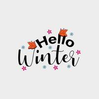 Winter. Snowflakes and snow with winter text, word and lettering. Winter concept, logo template and sign. Horizontal format. Vector illustration for print and web. EPS10.