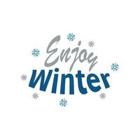 Winter. Snowflakes and snow with winter text, word and lettering. Winter concept, logo template and sign. Horizontal format. Vector illustration for print and web. EPS10.