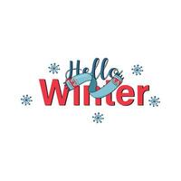 Winter. Snowflakes and snow with winter text, word and lettering. Winter concept, logo template and sign. Horizontal format. Vector illustration for print and web. EPS10.