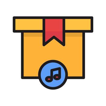 vector imagen de un regalo icono. sencillo musical regalo ilustración. adecuado para utilizar en web aplicaciones, móvil aplicaciones y impresión medios de comunicación. aislado en blanco antecedentes.